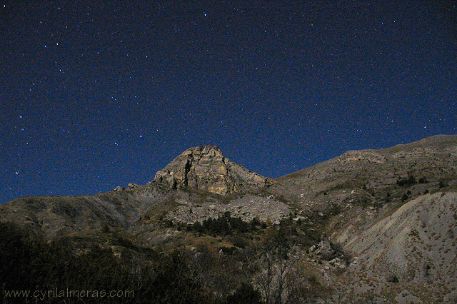 montagne arbres nuit etoile