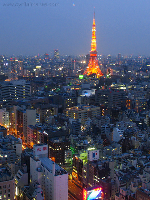 tokyo tower by night from park hotel