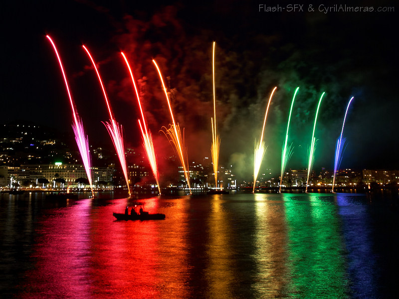 rainbow fireworks display