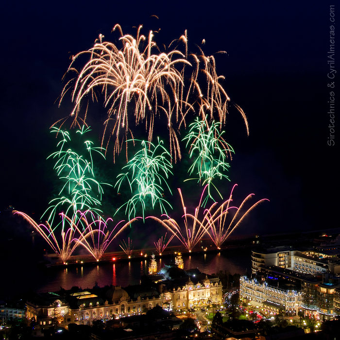 monaco fireworks display from uphill