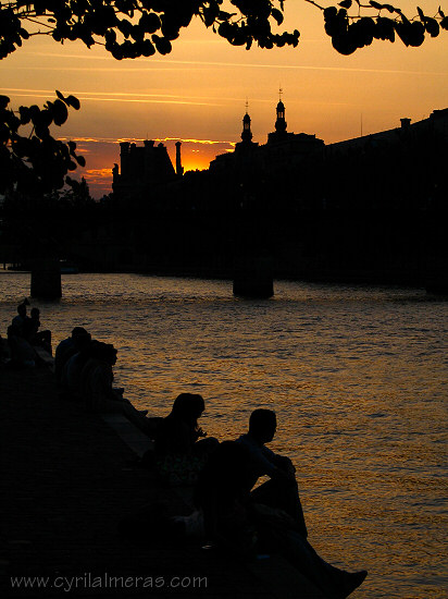 Ile de la cité, Seine et coucher de Soleil
